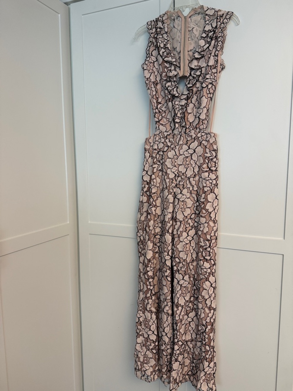 Alexis Blush and Brown Floral Lace Jumpsuit
